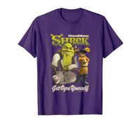 Shrek Get Ogre Yourself Donkey Shrek Puss in Boots 90's Logo T-Shirt, Homme, Violet, S