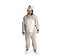 Shrek Grenouillère Unisexe Beige en Polaire Douillette Donkey | Tenue d'intérieur à Capuche 3D avec Fermeture éclair | Idéale pour Les soirées costumées et Les soirées cinéma