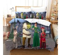 Shrek Housse De Couette Imprimée En D Avec Taies D'oreiller Et Housse De Couette À Fermeture Éclair Dissimulée,Parure De Lit Super Douce Et Facile D'e
