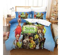 Shrek Housse De Couette Imprimée En D Avec Taies D'oreiller Et Housse De Couette À Fermeture Éclair Dissimulée,Parure De Lit Super Douce Et Facile D'e