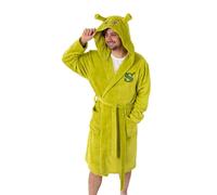 Shrek Peignoir à capuche vert | Vêtement d'intérieur unisexe en polaire douillet pour adulte avec oreilles 3D sur la capuche | Motif initiale S | Idéal pour se détendre à la maison