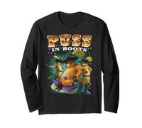 Shrek Puss in Boots 90s Collage Retro Manche Longue