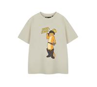 Shrek T-Shirt pour Enfants Le Chat Botté (Beige Clair) | Adios, Amigo Tee-Shirt Graphique | Haut décontracté à Manches Courtes | Vêtements de Personnages du Film pour Enfants