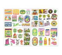 Shrek Tech Lot de 48 autocollants en vinyle réutilisables sur 4 feuilles - Autocollants sous licence officielle pour ordinateur portable et téléphone portable