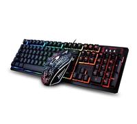 SHRGOMPIT Clavier et Souris de Jeu, Ensemble Clavier et Souris de Jeu rétroéclairés filaires USB, Lettres Lumineuses, rétroéclairage Couleur, Clavier et Souris éclairés