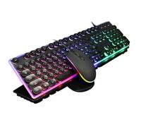 SHRGOMPIT Ensemble Clavier et Souris de Jeu filaires, Clavier de Jeu rétroéclairé RVB avec Touches multimédia, Repose-Poignet et Souris de Jeu rétroéclairée Rouge