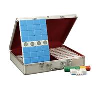 SHRGOMPIT Mahjong Mah-Jong traditionnel chinois - Cadeau de divertissement - 144 carreaux en mélamine avec 2 carreaux de rechange, 3 dés, tapis, 1 girouette, jetons, jeu - Beau cadeau pour collection