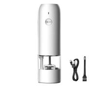 SHRGOMPIT Moulin à poivre et sel électrique, rechargeable par USB, avec lumière LED, fonctionnement une main(White)