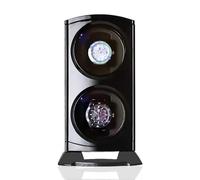 SHRGOMPIT Remontoir de Montre Double Noir avec lumières LED Shaker mécanique Automatique Boîte Rangement Luxe Présentoir à Bijoux Support Collection Organisateur Silencieux et Bon Fonctionnement