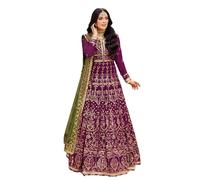SHRI BALAJI SILK & COTTON SAREE EMPORIUM Anarkali Party Filet cousu pour femme Pakistanais Fête de l'Aïd indien 350p, bordeaux, Medium