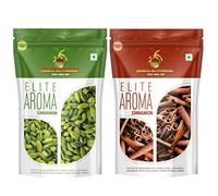 SHRILALMAHAL Elite Aroma Cardamome entière Boulon 8 mm (100 g) + Cannelle (100 g) Pack Combiné