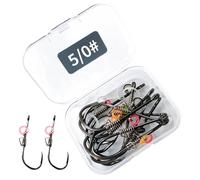 Shrimp Hook Set - 10 Pieces Strong Metal Fishing Tackle for Carp Bass Surf Casting | Erosion Resistant Hooks for Saltwater Lake River Pond Boat Shore Drop Jerk Fishing Bait Rig System Gear