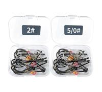 Shrimp Hooks - 10 Pieces Erosion Resistant Metal Strong Tackle | Shrimp Hook Set | for Carp Bass Surf Drop Jerk Salt Lake River Pond Boat Shore | Upgraded Flat Head Live Hooks 2# 5/0# Barbed