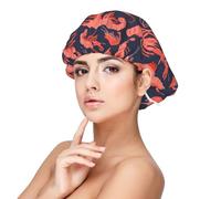 Shrimp No.9043 Bonnet en satin de soie pour femme endormie, double couche, réglable, bonnet de nuit pour cheveux bouclés