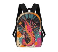Shrimp with Retro Design Abstract Shrimp Artwork in Vibrant Colors Sacs À Dos Pour Enfants, Cartables Imprimés En 3D, Sacs À Dos Pour Élèves Du Primaire Et Du Collège (garçons Et Filles) 17inch