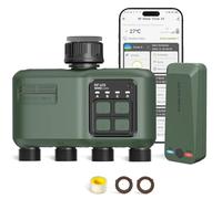 Shrivee Programmateur Arrosage Connecté 4 Voies Automatique WiFi avec RF433 Technologie Programmable Irrigation Timer pour Jardin