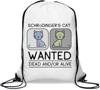Shrodinger's Cat Wanted Dead and Or Alive Sac de gym décontracté avec cordon de serrage Blanc