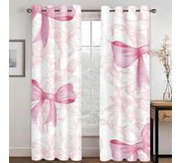 SHROUDEX Rideaux opaques et occultants - Avec nœud rose 3D - Pour chambre d'enfant - Motif papillon coloré - Pour salon - 4,100 x 140 cm (2 x 50 x 140 cm)
