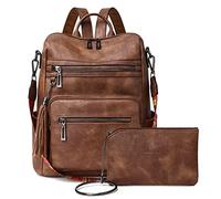 Shrrie Sac à Dos Femme, Sacs à Main Portés Dos en PU Cuir, Élégant Imperméable Sac à Dos Antivol Convertible avec Bandoulière Amovible pour Travail Voyage College Cadeau-Brun bicolore