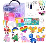 Shrubz Kit De Perles à Repasser, 10800 Perles De 5mm Avec Boîte De Rangement, plaques De Per les à Repasser, guide d'utilisation, conception DIY de bijoux, pour Anniversaire Noël Cadeau Enfants DIY