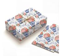 SHSEEN Chinoiserie Lot de 2 feuilles de papier cadeau Motif pot de gingembre 49,8 x 69,8 cm
