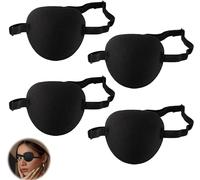 SHSHbuy Cache Oeil,4 Pièces Yeux de Pirate Patch,Patch d'Oeil Strabisme Ajustable Patchs Oculaires Médicaux Masque pour les Yeux pour Adultes et Enfants,Cosplay Patchs