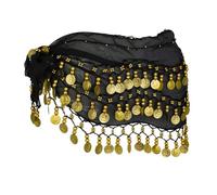 SHSHbuy Ceinture Danse Orientale Femme,Ceinture Foulard de Danse Orientale,Belly Dance Soie Foulard à Sequin Écharpe Déguisement pour Représentations de Fête (Noir)