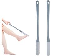 SHSHbuy Lot de 2 brosses de nettoyage pour les orteils, brosse de nettoyage des pieds à long manche en silicone pour laver les pieds et entre les orteils, enlever la peau dure et masseur de pieds