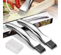 SHSMPXOY 2 PCS Shred Silk The Knife New Couteau à Oignon Vert Haché en Acier Inoxydable Couteau à Déchiqueter Gadget Multifonctionnel pour Trancher Les Aliments MénagersTomates Carotte Concombre