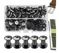 SHSMPXOY 80 Kits Vis Chicago Screws,M5*10mm Vis de Livre,Rivet a Visser de remplacement en métal pour sacs, livres, colliers, sacs à dos, laisses de chien, laisses (Noir Brillant)