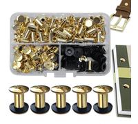 SHSMPXOY 80 Kits Vis Chicago Screws,M5*10mm Vis de Livre,Rivet a Visser de remplacement en métal pour sacs, livres, colliers, sacs à dos, laisses de chien, laisses (Or)