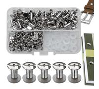 SHSMPXOY 80 Kits Vis Chicago Screws,M5*10mm Vis de Livre,Rivet a Visser de remplacement en métal pour sacs, livres, colliers, sacs à dos, laisses de chien, laisses (Argent)