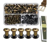 SHSMPXOY 80 Kits Vis Chicago Screws,M5*10mm Vis de Livre,Rivet a Visser de remplacement en métal pour sacs, livres, colliers, sacs à dos, laisses de chien, laisses (Bronze)