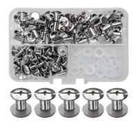 SHSMPXOY 80 Kits Vis Chicago Screws,M5*8mm Vis de Livre,Rivet a Visser de remplacement en métal pour sacs, livres, colliers, sacs à dos, laisses de chien, laisses (Argent)