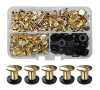 SHSMPXOY 80 Kits Vis Chicago Screws,M5*8mm Vis de Livre,Rivet a Visser de remplacement en métal pour sacs, livres, colliers, sacs à dos, laisses de chien, laisses (Or)