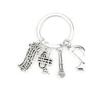 SHTALHST Schlüsselanhänger für Frauen, Musik-Design mit Mikrofon, Noten und Trompete, Individuelles Geschenk, Geburtstagsgeschenk für Freundin oder Schwester, Kleine Geschenke für Frauen