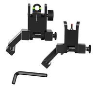 SHTALHST Viseurs de fer, viseurs rabattables décalés de 45 degrés, viseurs avant et arrière rabattables ,viseurs en fer canté avec fibre optique points rouges et verts pour rail Picatinny,Flip Up Iron Sight