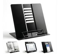 Shteriva support de livre en métal réglable et pliable, pupitre de lecture noir avec repose-livre antidérapant pour livres ouverts, recettes, partitions, tablette (noir)