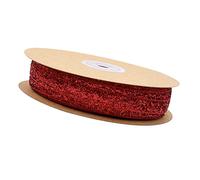 SHTGOI 1 rouleau de ruban de velours - 10 mm x 20 m - Ruban décoratif à paillettes - Ruban décoratif en velours à paillettes - Pour travaux manuels, fleurs, emballage cadeau - Rouge