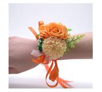 SHTGOI Bracelet rose pour demoiselle d'honneur, demoiselle d'honneur, fleur de poignet, fleur de soie, accessoire pour mariage, banquet, anniversaire, bal de fin d'année, orange