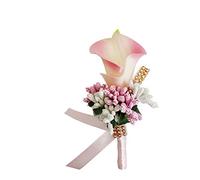 SHTGOI Calla Lily Boutonniere artificielle Bouquet de fleurs strass Broche à épingle de sécurité fleur Corsages Accessoires de mariage pour mariée marié Rose