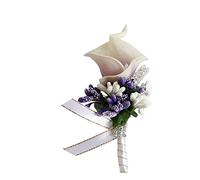 SHTGOI Calla Lily Boutonniere artificielle Bouquet de fleurs strass Broche à épingle de sécurité fleur Corsages Accessoires de mariage pour mariée marié Blanc Violet