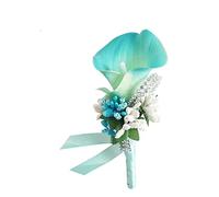 SHTGOI Calla Lily Boutonnière Bouquet de Fleurs Artificielles Strass Broche Epingle à nourrice Fleur Corsages Accessoires de Mariage pour Marié