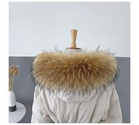 SHTGOI Col en fausse fourrure amovible - Col en fourrure synthétique - Chaud - Col en fourrure synthétique - Pour capuche - 45 cm - 80 cm - Marron