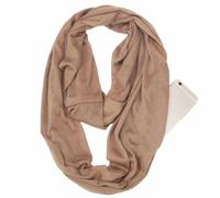 SHTGOI Écharpe infini à une couleur avec poche zippée cachée Écharpe de voyage légère Écharpe infinie en forme de cercle en coton Bandanas Écharpe tubulaire douce pour femmes et filles Kaki