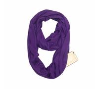 SHTGOI Écharpe infini à une couleur avec poche zippée cachée Écharpe de voyage légère Écharpe infini en cercle en coton Bandanas Écharpe tubulaire douce pour femmes et filles Lilas