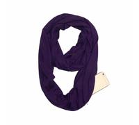 SHTGOI Écharpe infini à une seule couleur avec poche zippée cachée Écharpe de voyage légère Écharpe infinie en forme de cercle Bandanas en coton Écharpe tubulaire douce pour femmes et filles Lilas