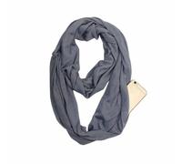 SHTGOI Écharpe infinie Écharpe unie avec poche à glissière cachée Écharpe de voyage légère Écharpe infinie en forme de cercle Bandanas en coton Écharpe tubulaire douce pour femmes et filles Gris foncé
