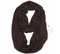 SHTGOI Écharpe infinie Écharpe unie avec poche zippée cachée Écharpe de voyage légère Écharpe infinie en cercle Écharpe en coton Bandanas Écharpe tubulaire douce pour femmes et filles Café