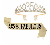 SHTGOI Ensemble de couronnes d'anniversaire pour 35ème anniversaire - Couronne d'anniversaire et écharpe d'anniversaire 35 et fabuleux anniversaire fille - Écharpe décorative et diadème - Cadeau
